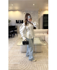 Chemise Ceinture rayé avec cravate blanche & noir