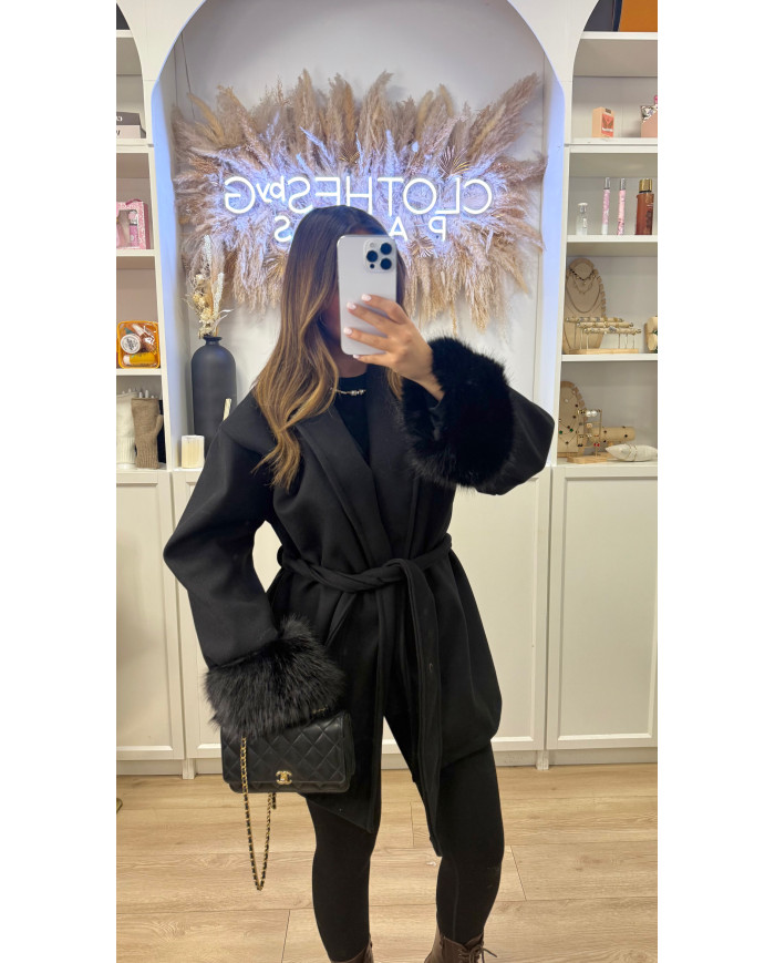 Manteau Alylin Noir & fourrure