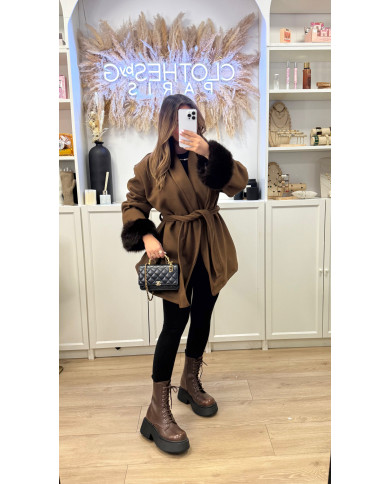Manteau Alylin Choco & fourrure