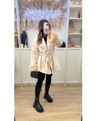 Manteau Alylin Beige & fourrure