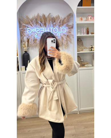 Manteau Alylin Beige & fourrure