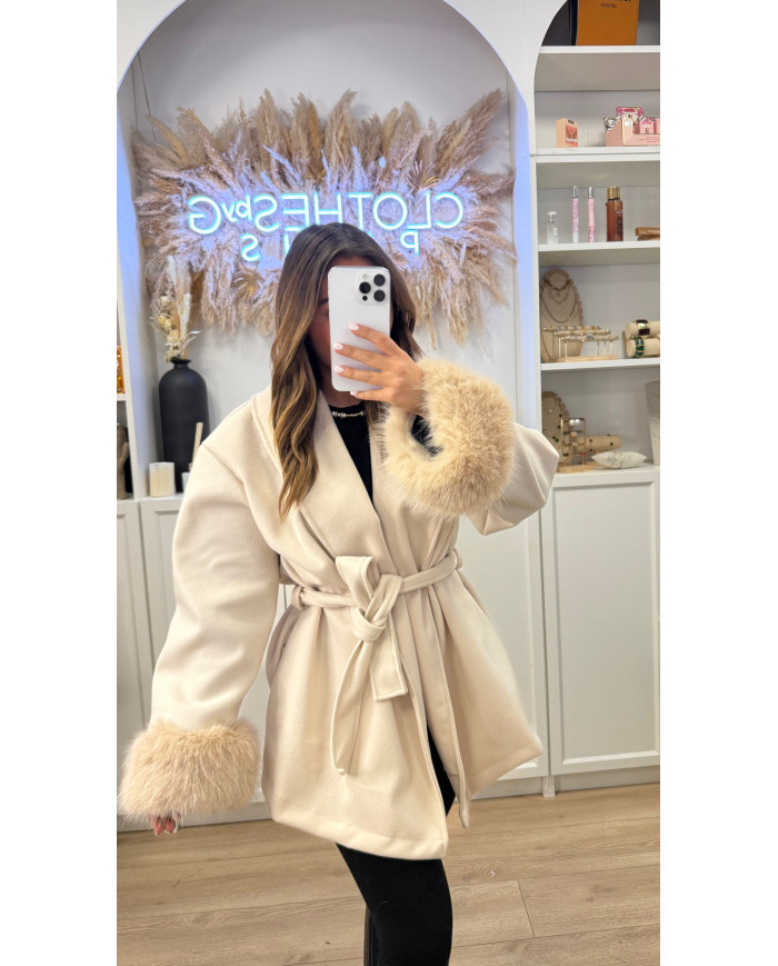 Manteau Alylin Beige & fourrure