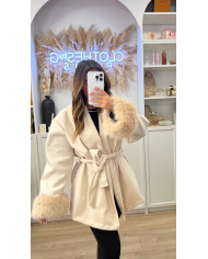 Manteau Alylin Beige & fourrure