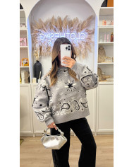 Pull en cachemire bandana Gris