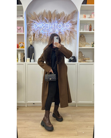 Manteau trench Choco col fourrure