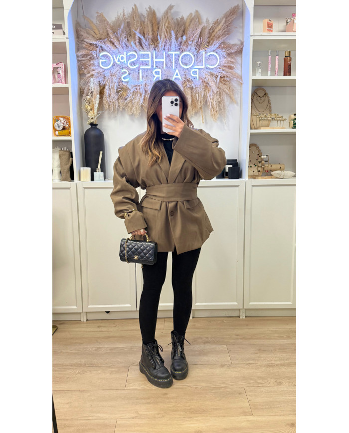 Blazer Oversize Nacima ceinture Choco