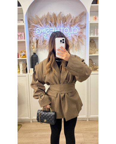Blazer Oversize Nacima ceinture Choco