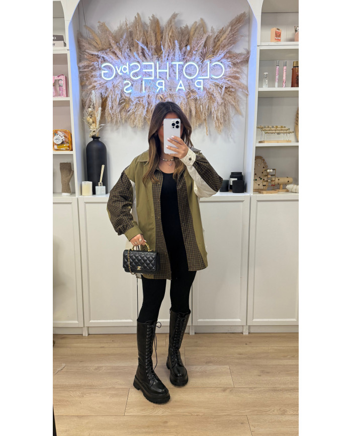 Chemise Oversize Pépites Kaki