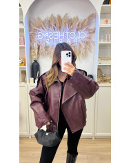 Bombardier Simili Oversize Bordeaux Épais