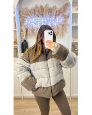 Doudoune à fourrure Bicolore Grey & Brown