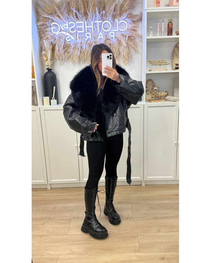 Veste Épaisse Simili Size fourrure Noir