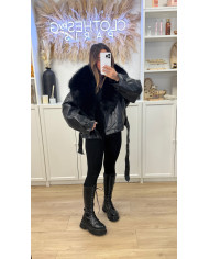 Doudoune à fourrure Bicolore Grey & Brown