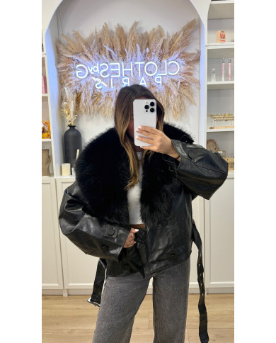 Veste Épaisse Simili Size fourrure Noir