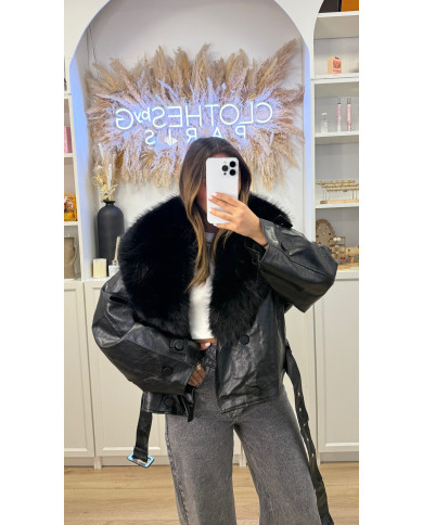 Veste Épaisse Simili Size fourrure Noir