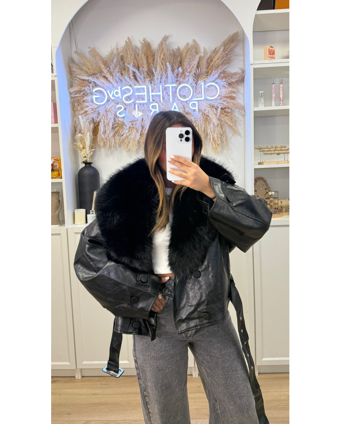 Veste Épaisse Simili Size fourrure Noir