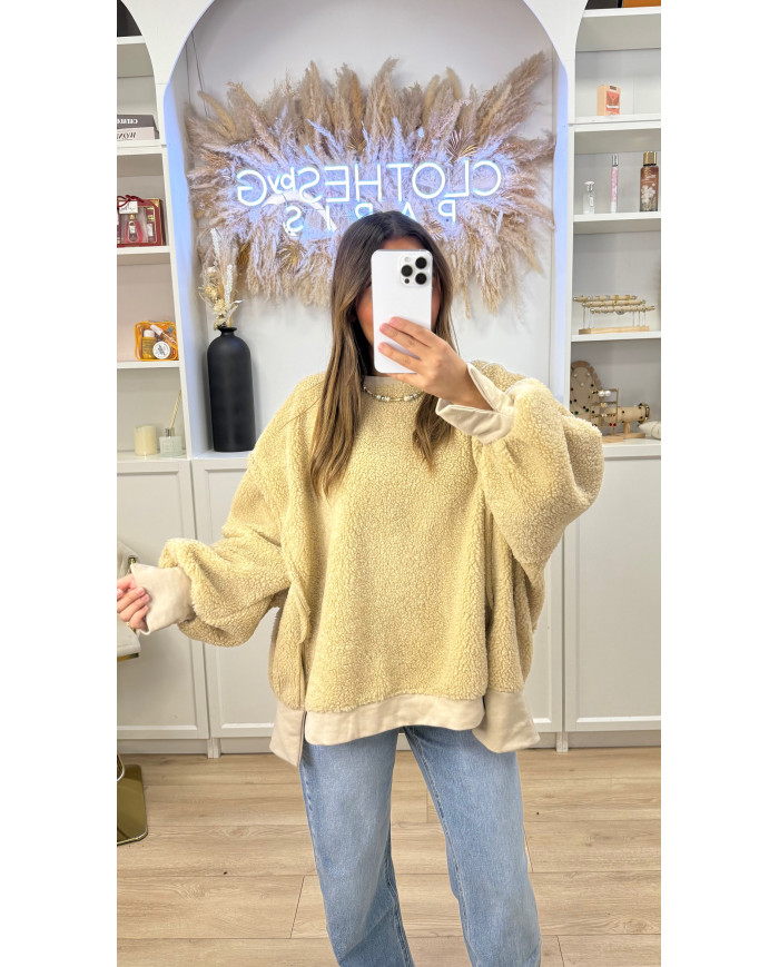Pull Oversize pilou beige