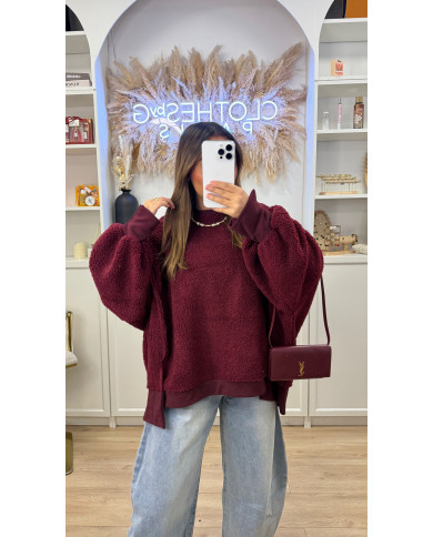 Pull Oversize pilou bordeaux