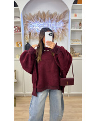 Pull Oversize pilou bordeaux