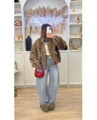 Veste Fourrure poches Taupe
