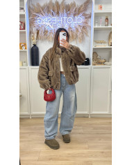 Veste Fourrure poches Taupe