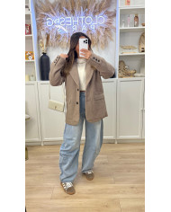 Veste Fourrure poches Taupe