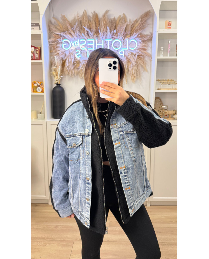 Veste en jean Polaire noir