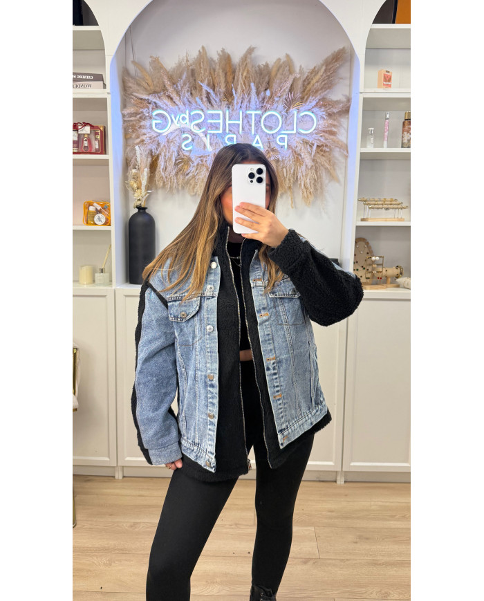 Veste en jean Polaire noir