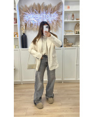 Bombers Crop Col fourrure Choco