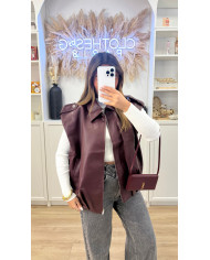 Veste sans Manches Simili Frankie Bordeaux