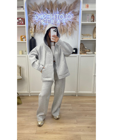 Gilet Za capuche Oversize Gris