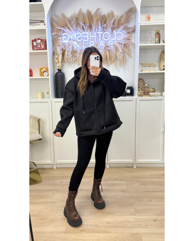 Gilet Za capuche Oversize noir