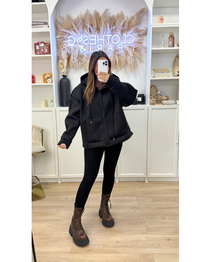 Gilet Za capuche Oversize noir