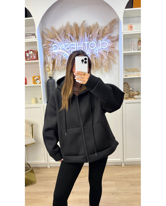 Gilet Za capuche Oversize noir