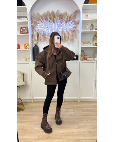 Gilet Za capuche Oversize Choco