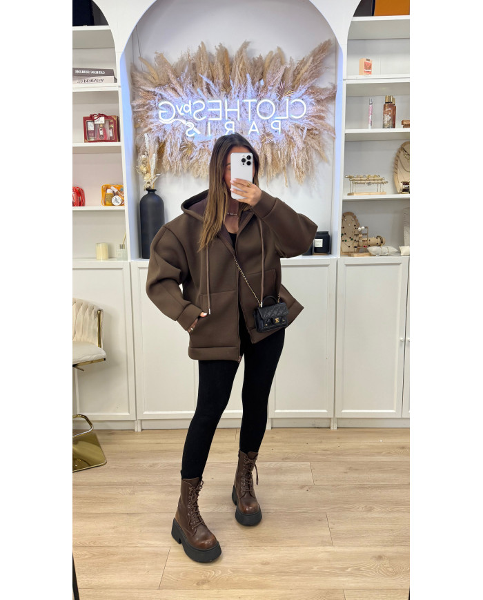 Gilet Za capuche Oversize Choco