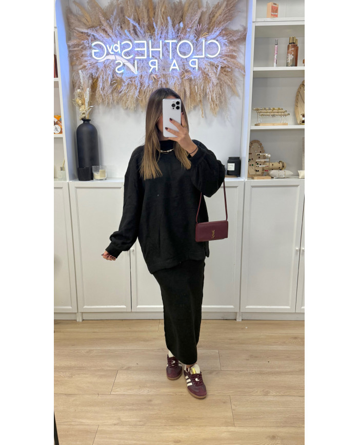 Ensemble jupe maille noir