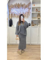 Ensemble jupe en maille beige