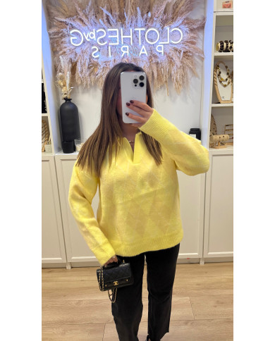 Pull Losange Jaune