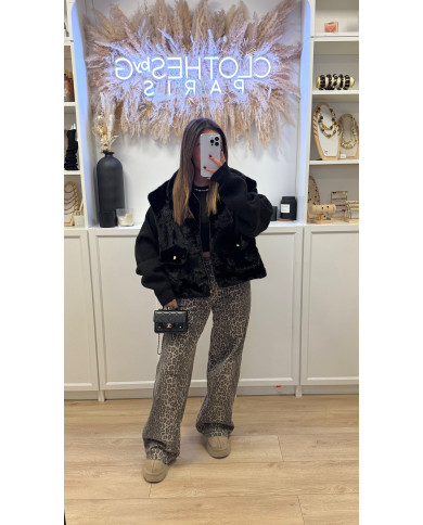 Veste Gilet fourrure Noir