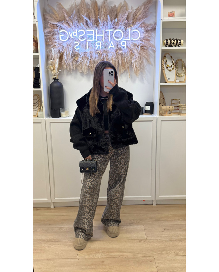 Veste Gilet fourrure Noir