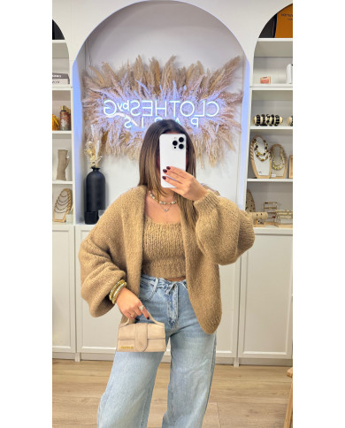 Cardigan Loose 2pièces Camel
