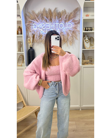 Cardigan Loose 2pièces Rose