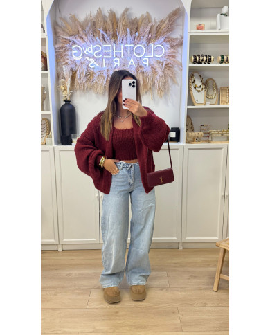 Cardigan Loose 2pièces Bordeaux