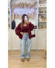 Veste Fourrure Bicolore à capuche beige & marron