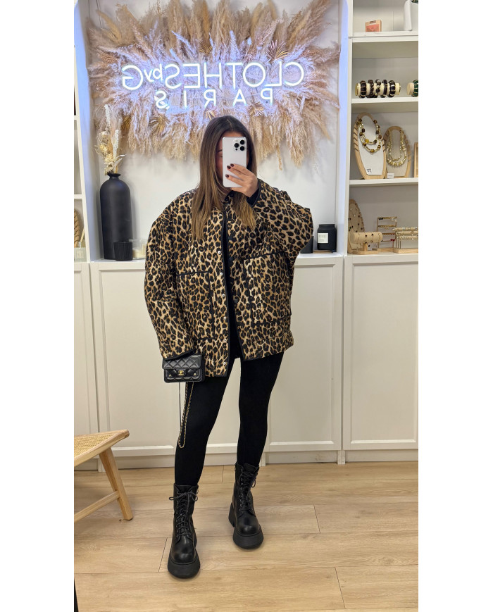 Veste imperméable oversize Léopard