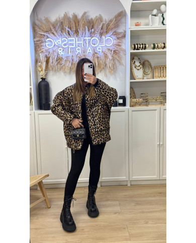 Veste imperméable oversize Léopard