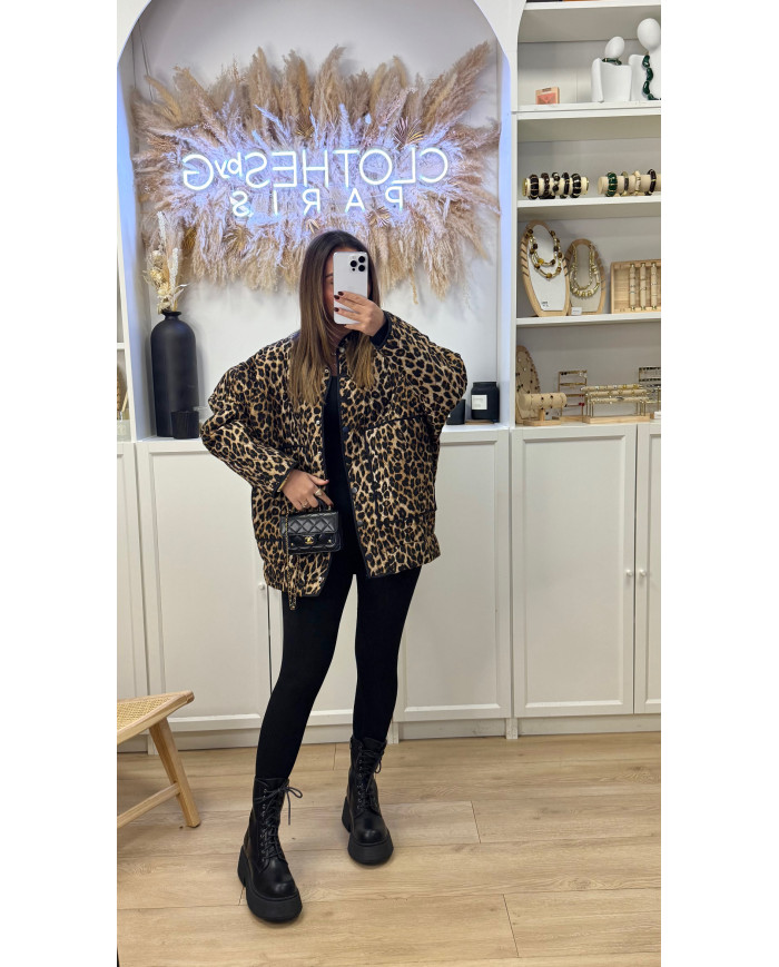 Veste imperméable oversize Léopard