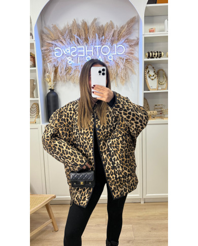 Veste imperméable oversize Léopard