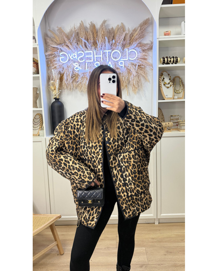 Veste imperméable oversize Léopard