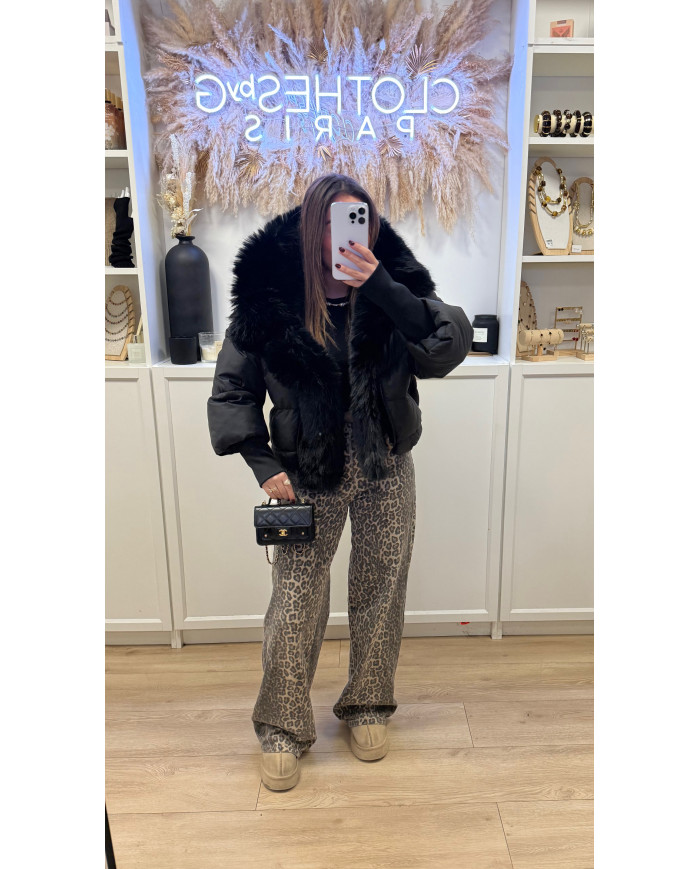 Doudoune noir Col fourrure